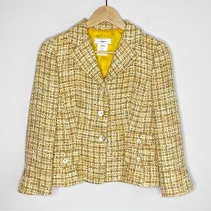 Vertigo Paris Tweed Jacket Blazer Tan Gold Size M